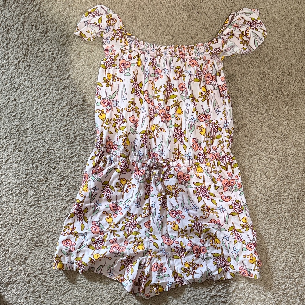 Cat&Jack Girls Floral Off-Shoulder One-Piece Romper 🤍💚